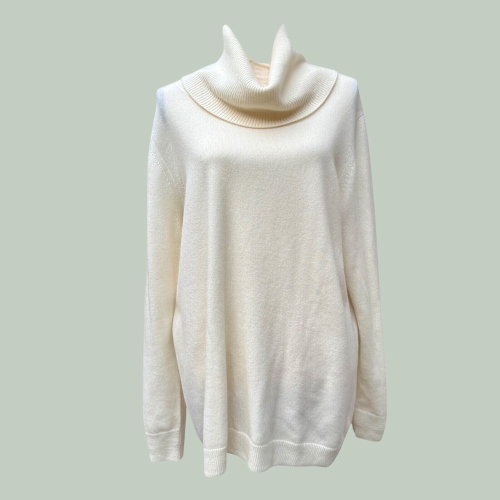 Pure Collection Cream 100% Cashmere Cowl Neck Sweater Womens 18L CL-99